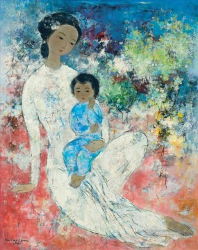 VCD Maternidad en Flores Asiáticas Pinturas al óleo